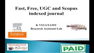 Unpaid || Scopus indexed journal for fast publications || Social science citation indexed ||
