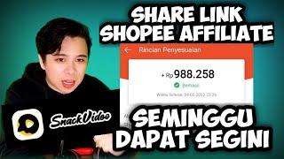 TIPS & TRIK SHARE LINK SHOPEE AFFILIATE DI SNACK VIDEO BANYAK KONVERSI & KOMISI SETIAP HARI