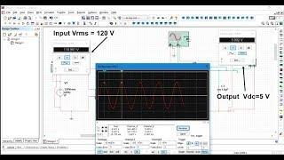 A Simple 5V DC regulated power supply system in Multisim