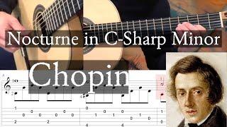 NOCTURNE IN C-SHARP MINOR (Transposed Am) - Chopin - Full Tutorial with TAB - Fingerstyle Guitar