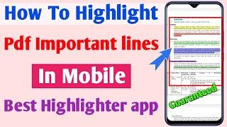 How to highlight pdf file in mobile | Pdf me word ko highlight kaise kare |