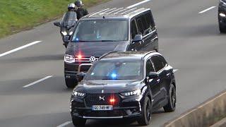 Emmanuel Macron son convoi sur autoroute