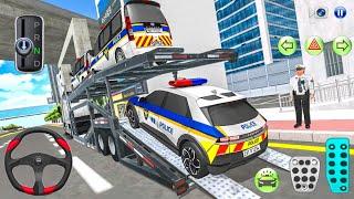 Police Cars Transport For Parking in Double Decker Trailer Truck - 3D Driving Class Android gameplay