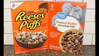 Reese’s Puff’s Cereal vs Great Value (Walmart) Peanut Butter Chocolate Puffs Blind Taste Test