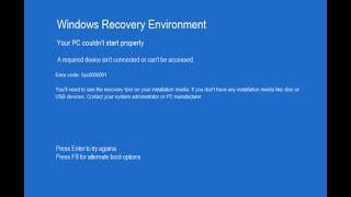 Error Code: 0xc0000001 Fix Blue Screen Recovery using BIOS