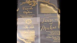 25. Frosted modern gold printed acrylic wedding invitations CAM041/CAM062/CAM063