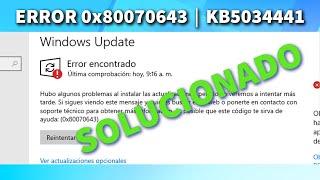 ERROR 0x80070643 de Actualizacion de Windows KB5034441 Solucion al Error de Actualizacion de Win 10