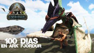 SURVIVING 100 DAYS in ARK FJORDUR | DAY 2# OUR FIRST DINO!