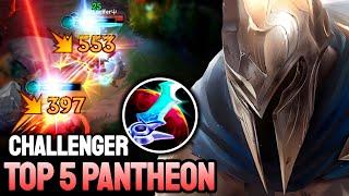 WILD RIFT PANTHEON - TOP 5 PANTHEON GAMEPLAY - CHALLENGER RANKED