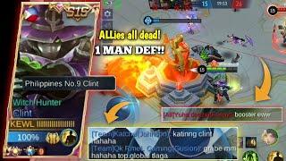 ALLIES ALL DEAD! CLINT 1 VS 5 + 10% DEF TOWER! EPIC COMEBACK?! | SOLO RANKED GAME | MLBB