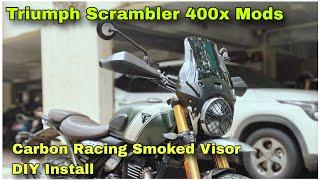 Triumph Scrambler 400X Mods | Carbon Racing Wanderer Premium Touring Windshield | DIY | DNA VLOGS