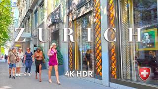 Switzerland Zurich  Walking tour to Bahnhofstrasse from Münsterhof / City Center 4K 60fps HDR