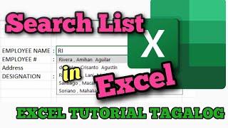 How to create a search list in Excel