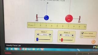 Newton’s law of gravitation demonstrated with  PHET simulation