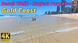 4K Beach Walk at Surfers Paradise, Gold Coast  December Holidays