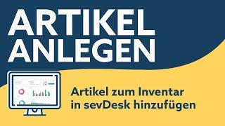 Artikel anlegen in sevdesk