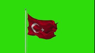 Türkiye Bayrağı Yeşil Arka Plan 2 | Turkey Flag Green Screen