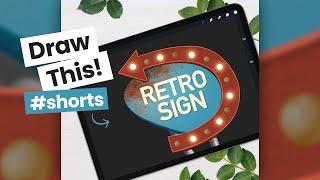 How To Draw An Animated Retro Sign In Procreate #Shorts