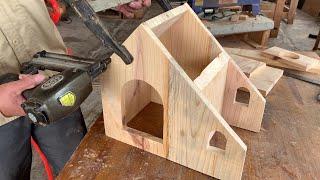 Diy Birdhouse   Free Plans - Modern Design Solid Wood Pet Cage with Separate Feeding Area