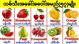 သစ်သီးတွေကိုအဂ်လိပ်လိုဘယ်လိုခေါ်ကြလဲ Fruits Vocabulary