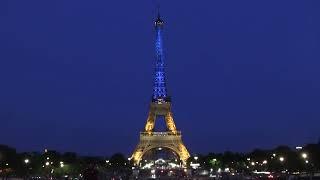 Eiffel Tower lights up in solidarity with Ukraine