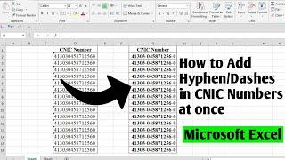 How to Add Hyphen/Dashes in Thousand's of CNIC Number's at once on Microsoft Excel - URDU/HINDI -