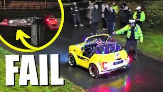 FAIL! Mazda MX5 SPINS OUT Leaving Police Overrun Car Meet!