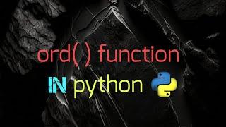 ord  function In python