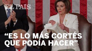 PELOSI ROMPE el DISCURSO de TRUMP, que le había NEGADO EL SALUDO