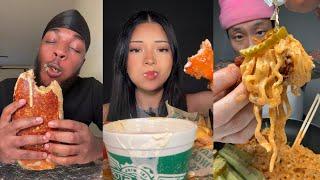 TIKTOK Mukbang Compilation Pt. 15 | Wingstop, Buldak, In-N-Out, Jollibee, Crumbl & More!