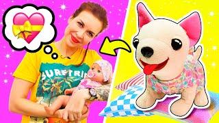 Wie eine Mama - Puppen Video mit Baby Born. Hündchen Freundin möchte sich um jemanden kümmern