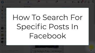 Searching Facebook Profiles For Specific Posts