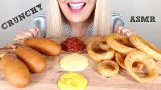 Corn Dogs and Crunchy Onion Rings ASMR Eating Sounds Mukbang *No Talking*