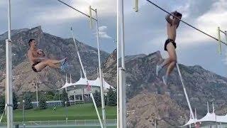 Athlete Caught On Film As Pole Vault Hits His Testicles