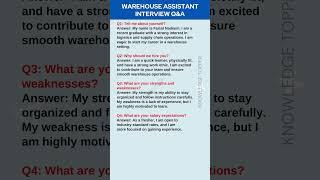 Warehouse Assistant Interview Questions and Answer