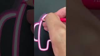 Drawing Among Us Neon Glow Effect Using Posca Markers! ( #Shorts )