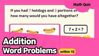 Addition word problems up to 10 | Kindergarten & Grade 1 Math Questions