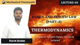 Lecture-03 | Open, Closed & Isolated Systems | Basics and Zeroth Law(Part-2) | Thermodynamics