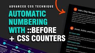 Automatic Numbering with ::before pseudo element + CSS counters
