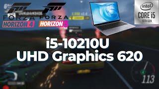 Intel Core i5-10210U \ UHD Graphics 620 \ Forza Horizon 4 and 5 @720p low settings (8GB RAM)