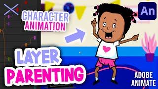 How to ANIMATE A CHARACTER with Layer Parenting | Adobe Animate CC Tutorial