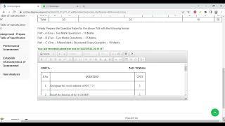 Assignment   Prepare Table of Specification NITTT   Module 6   Student Assessment and Evaluation