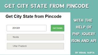 Get City State from Pincode