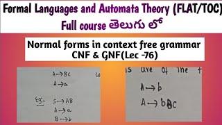 normal forms of context free grammar | Chomsky normal form | greibach normal form