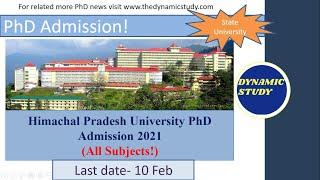 HPU Shimla PhD Admission 2021 (All Subjects!)