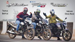 TVS Raider 125 Vs Bajaj Pulsar 125 BS6 Vs Hero Super Splendor BS6 | Drag Race | UP65 Racers