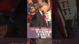 Trump joins supporters in singing the Star-Spangled Banner at his rally in Butler, Pennsylvania