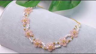 How to Make Beaded Flower Necklace 【Beading with PandaHall】