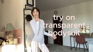 Try On Haul With Transparent White Bodysuit By Liux Bate