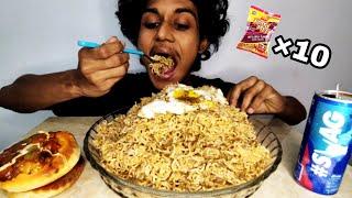 Eating kottu mee Noodles (×10 packs) mukbang | කොත්තු මී challenge | ASMR | Mewan De Zoysa